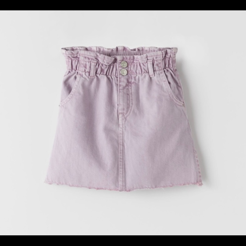Zara paper bag waist denim skirt size 10